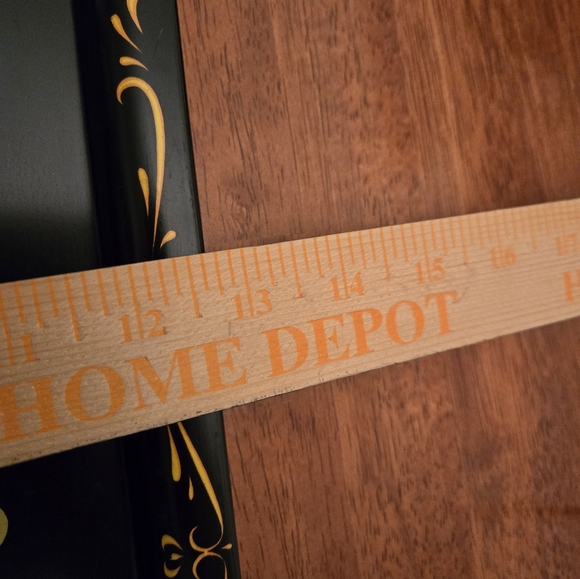 vintage hand painted toleware black floral metal tray - Picture 5 of 5